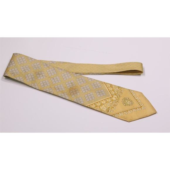 Gianni Versace Gold Medusa Head Baroque Silk Necktie Tie - Picture 1 of 7